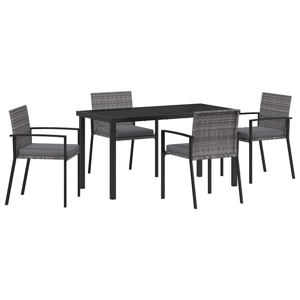 Garden Dining Set 5 pcs Grey Powder-Coated Steel
