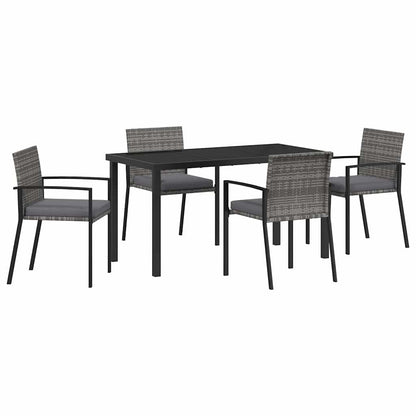Garden Dining Set 5 pcs Grey Powder-Coated Steel