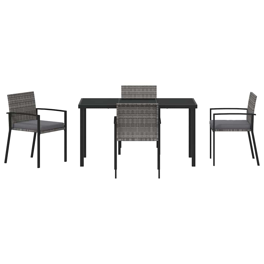 Garden Dining Set 5 pcs Grey Powder-Coated Steel
