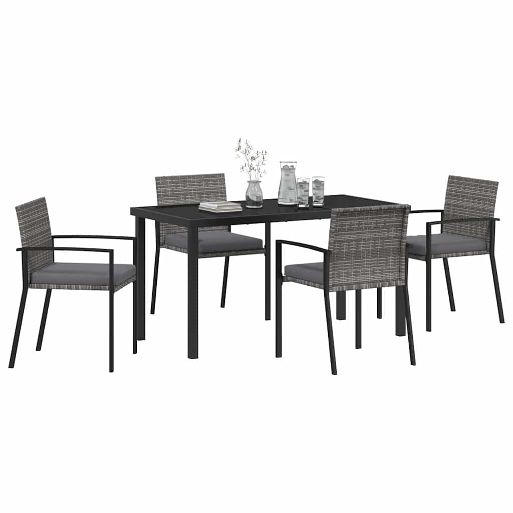Garden Dining Set 5 pcs Grey Powder-Coated Steel