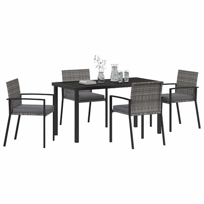 Garden Dining Set 5 pcs Grey Powder-Coated Steel