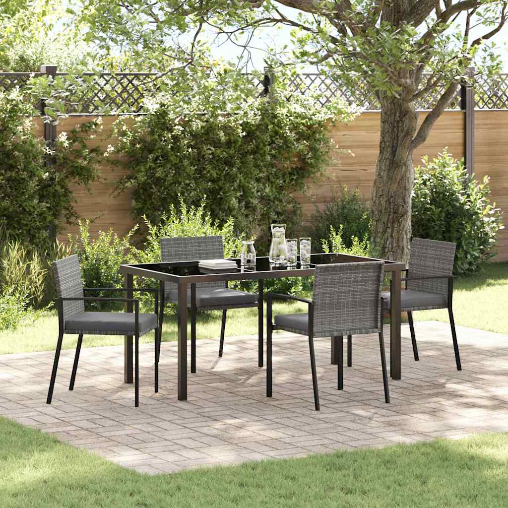 Garden Dining Set 5 pcs Grey Powder-Coated Steel