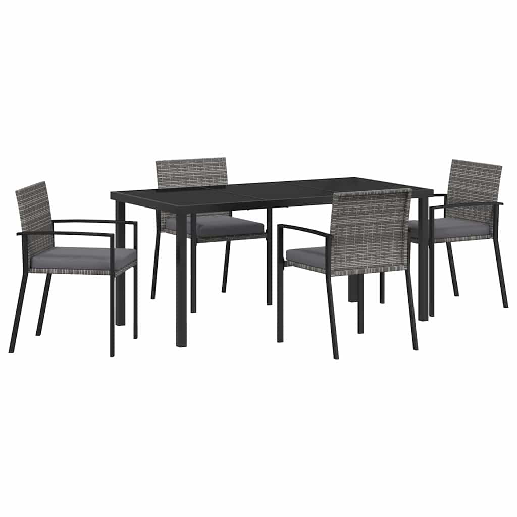 Garden Dining Set 5 pcs Grey Powder-Coated Steel