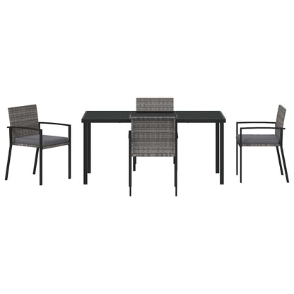 Garden Dining Set 5 pcs Grey Powder-Coated Steel