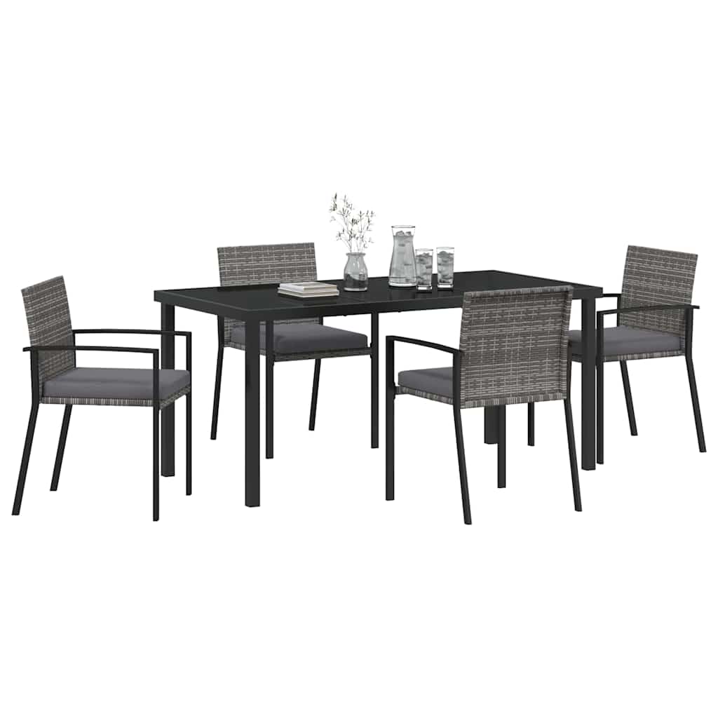 Garden Dining Set 5 pcs Grey Powder-Coated Steel