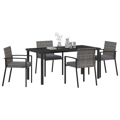 Garden Dining Set 5 pcs Grey Powder-Coated Steel
