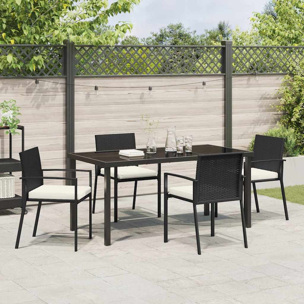 Garden Dining Set 5 pcs Black Powder-Coated Steel