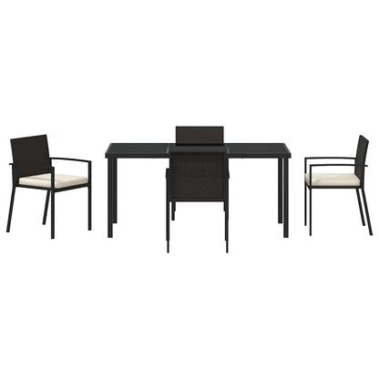 Garden Dining Set 5 pcs Black Powder-Coated Steel