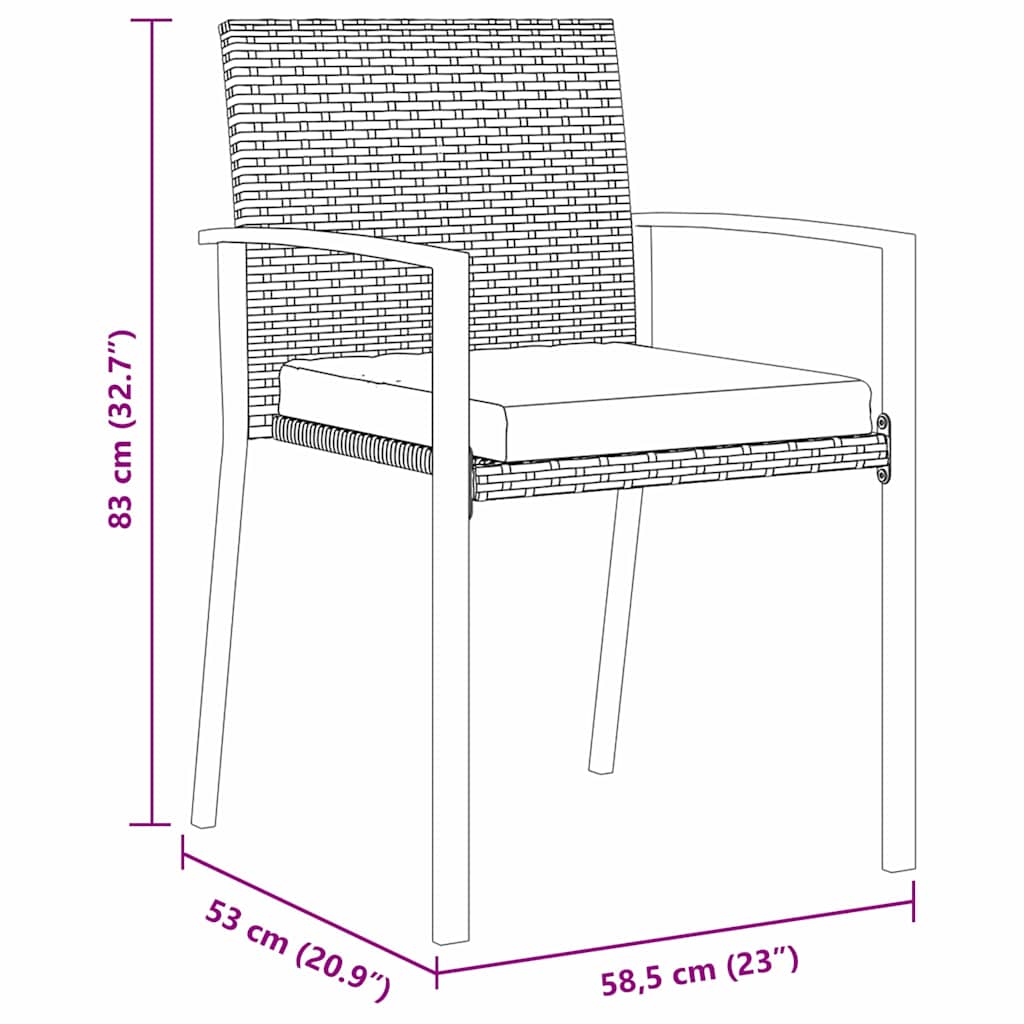 Garden Dining Set 7 pcs Black Powder-Coated Steel