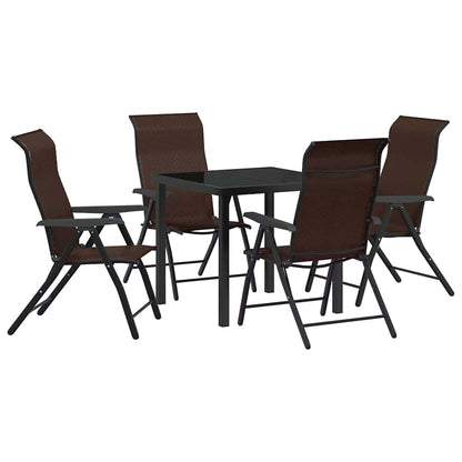 Garden Dining Set 5 pcs Brown Powder-Coated Steel