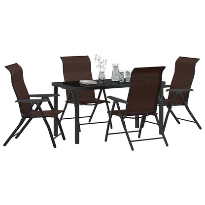 Garden Dining Set 5 pcs Brown Powder-Coated Steel