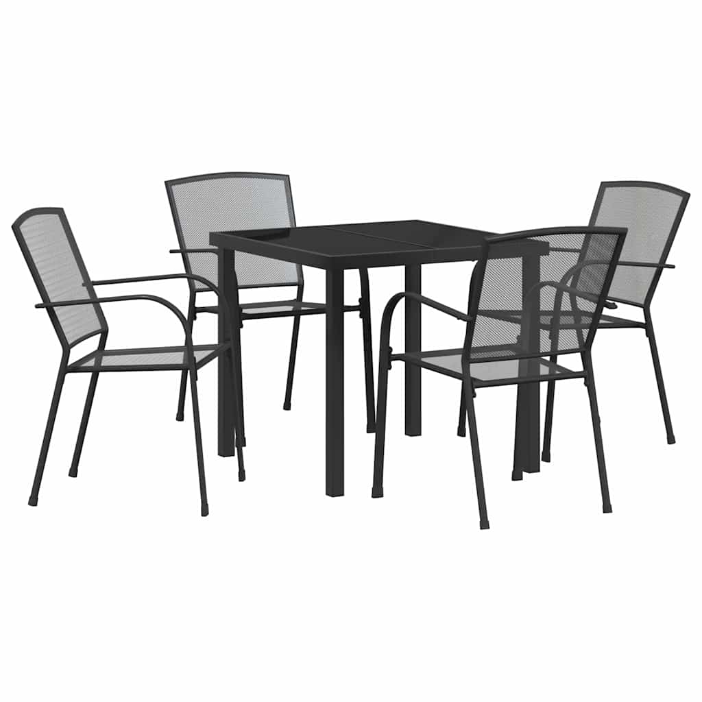 Garden Dining Set 5 pcs Anthracite Powder-Coated Steel