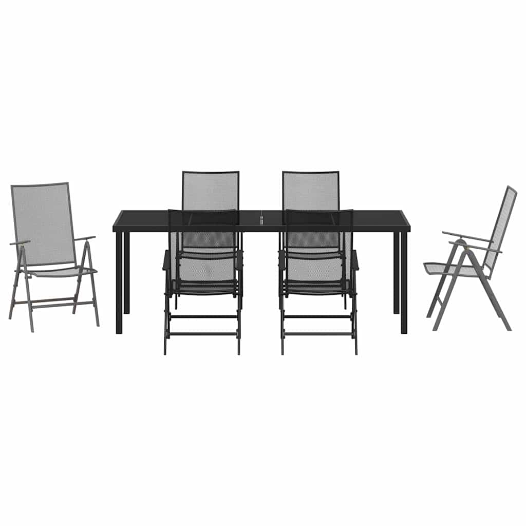 Garden Dining Set 7 pcs Anthracite Powder-Coated Steel