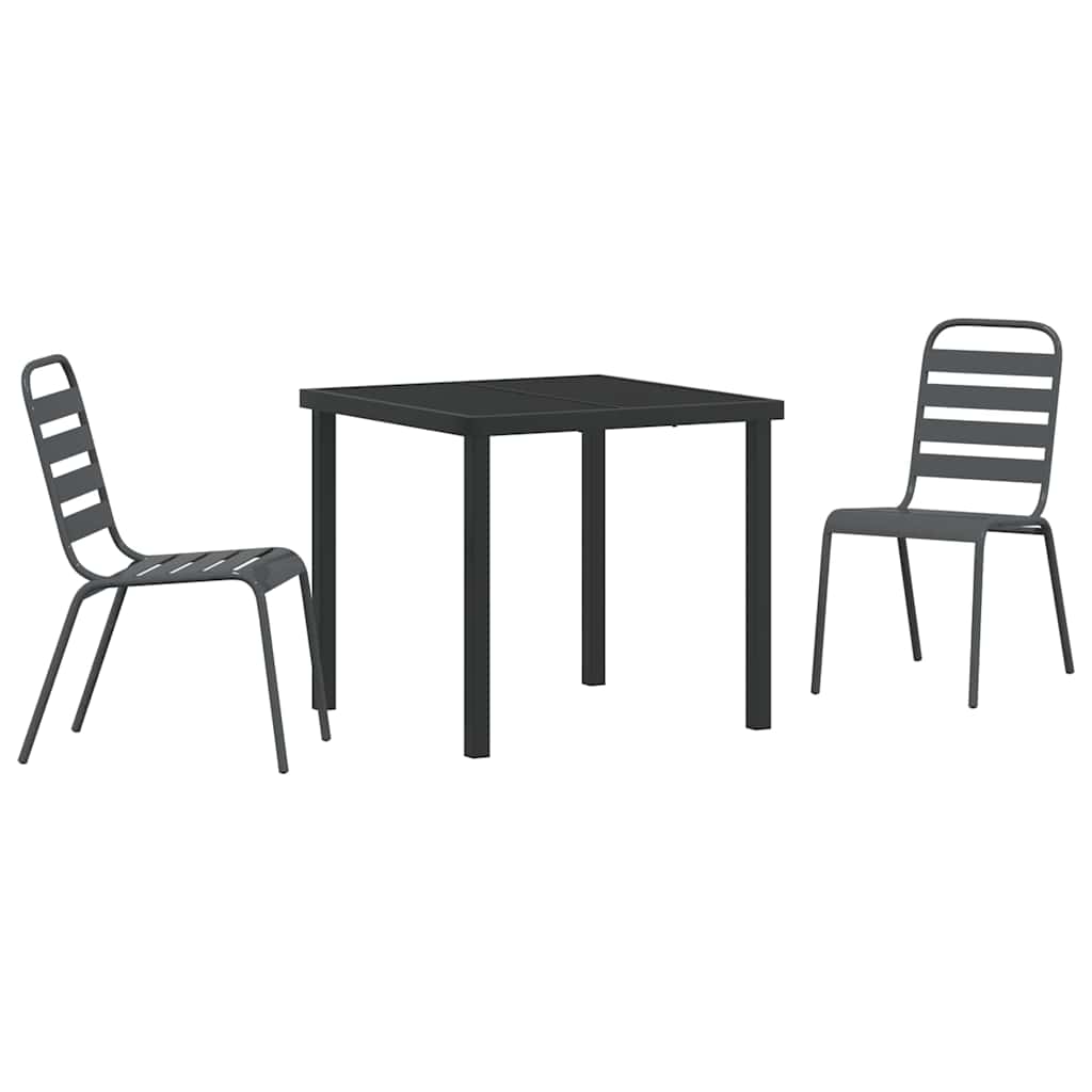 Garden Dining Set 3 pcs Anthracite Powder-Coated Steel