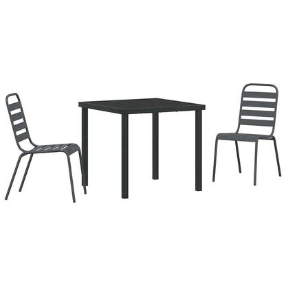 Garden Dining Set 3 pcs Anthracite Powder-Coated Steel