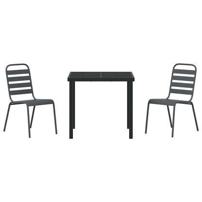 Garden Dining Set 3 pcs Anthracite Powder-Coated Steel