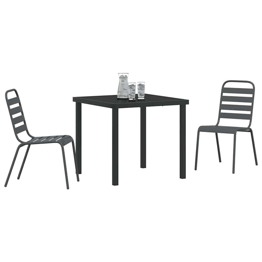 Garden Dining Set 3 pcs Anthracite Powder-Coated Steel