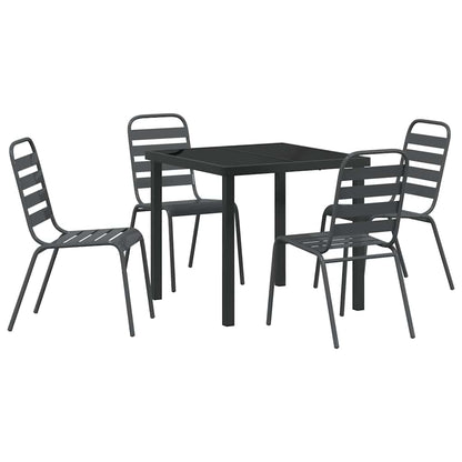 Garden Dining Set 5 pcs Anthracite Powder-Coated Steel