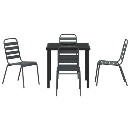 Garden Dining Set 5 pcs Anthracite Powder-Coated Steel