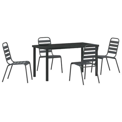 Garden Dining Set 5 pcs Anthracite Powder-Coated Steel