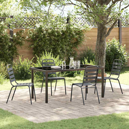 Garden Dining Set 5 pcs Anthracite Powder-Coated Steel