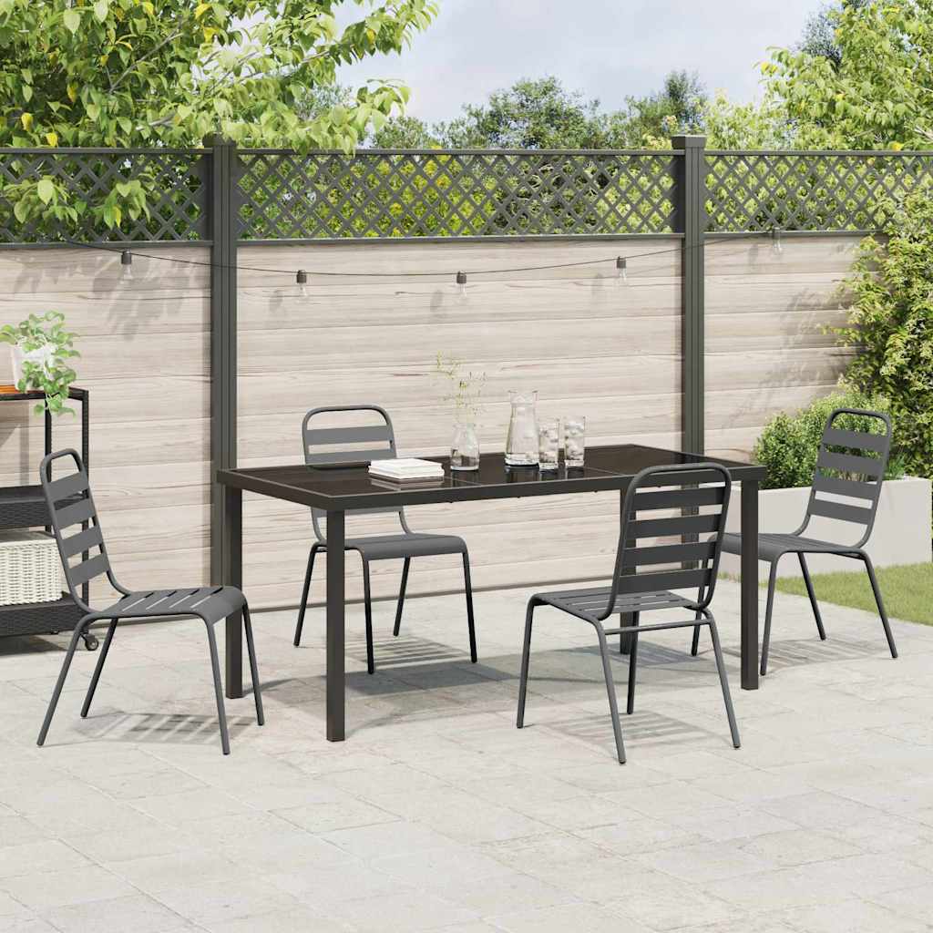 Garden Dining Set 5 pcs Anthracite Powder-Coated Steel