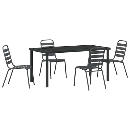 Garden Dining Set 5 pcs Anthracite Powder-Coated Steel
