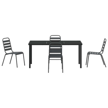 Garden Dining Set 5 pcs Anthracite Powder-Coated Steel