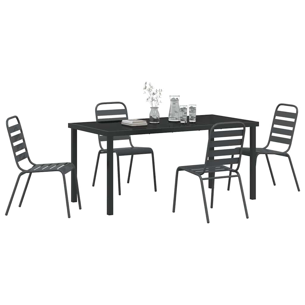 Garden Dining Set 5 pcs Anthracite Powder-Coated Steel