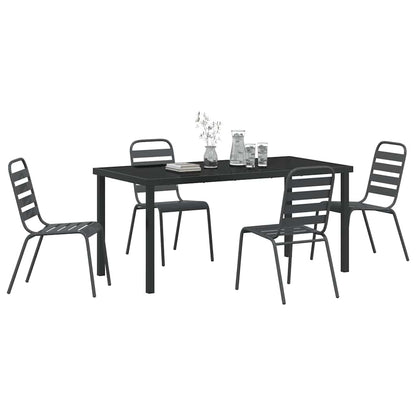 Garden Dining Set 5 pcs Anthracite Powder-Coated Steel