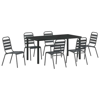 Garden Dining Set 7 pcs Anthracite Powder-Coated Steel