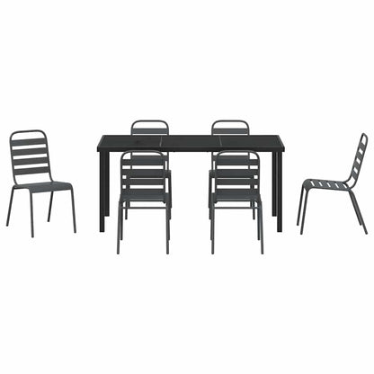 Garden Dining Set 7 pcs Anthracite Powder-Coated Steel