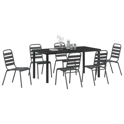 Garden Dining Set 7 pcs Anthracite Powder-Coated Steel