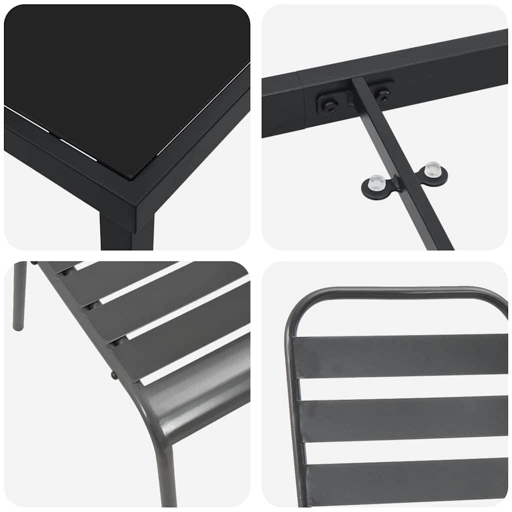 Garden Dining Set 9 pcs Anthracite Powder-Coated Steel