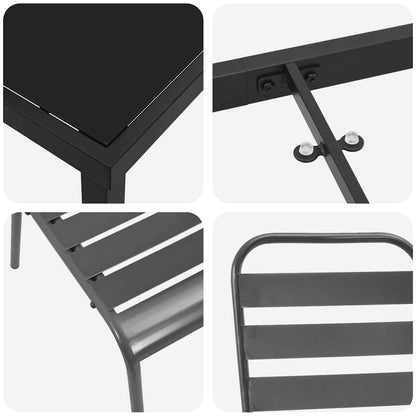 Garden Dining Set 9 pcs Anthracite Powder-Coated Steel