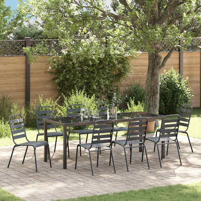 Garden Dining Set 9 pcs Anthracite Powder-Coated Steel