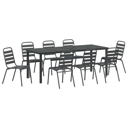 Garden Dining Set 9 pcs Anthracite Powder-Coated Steel