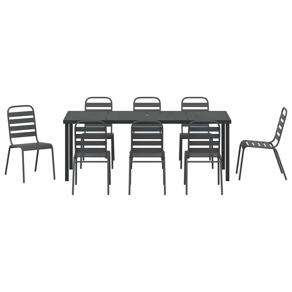 Garden Dining Set 9 pcs Anthracite Powder-Coated Steel