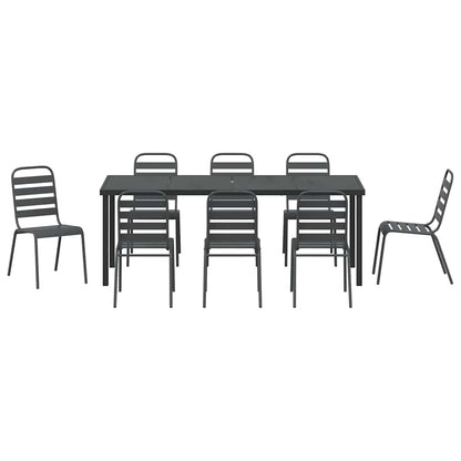 Garden Dining Set 9 pcs Anthracite Powder-Coated Steel