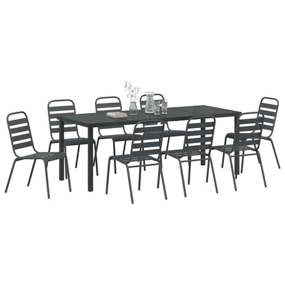 Garden Dining Set 9 pcs Anthracite Powder-Coated Steel