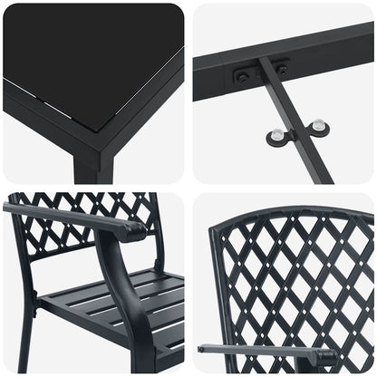 Garden Dining Set 3 pcs Anthracite Powder-Coated Steel