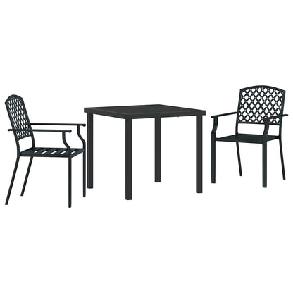Garden Dining Set 3 pcs Anthracite Powder-Coated Steel