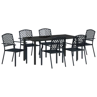 Garden Dining Set 7 pcs Anthracite Powder-Coated Steel