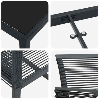 Garden Dining Set 3 pcs Black Powder-Coated Steel