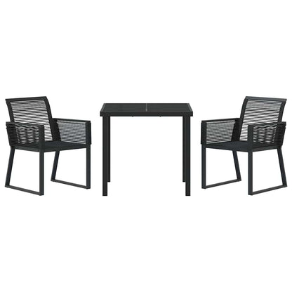 Garden Dining Set 3 pcs Black Powder-Coated Steel