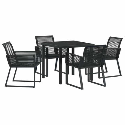 Garden Dining Set 5 pcs Black Powder-Coated Steel