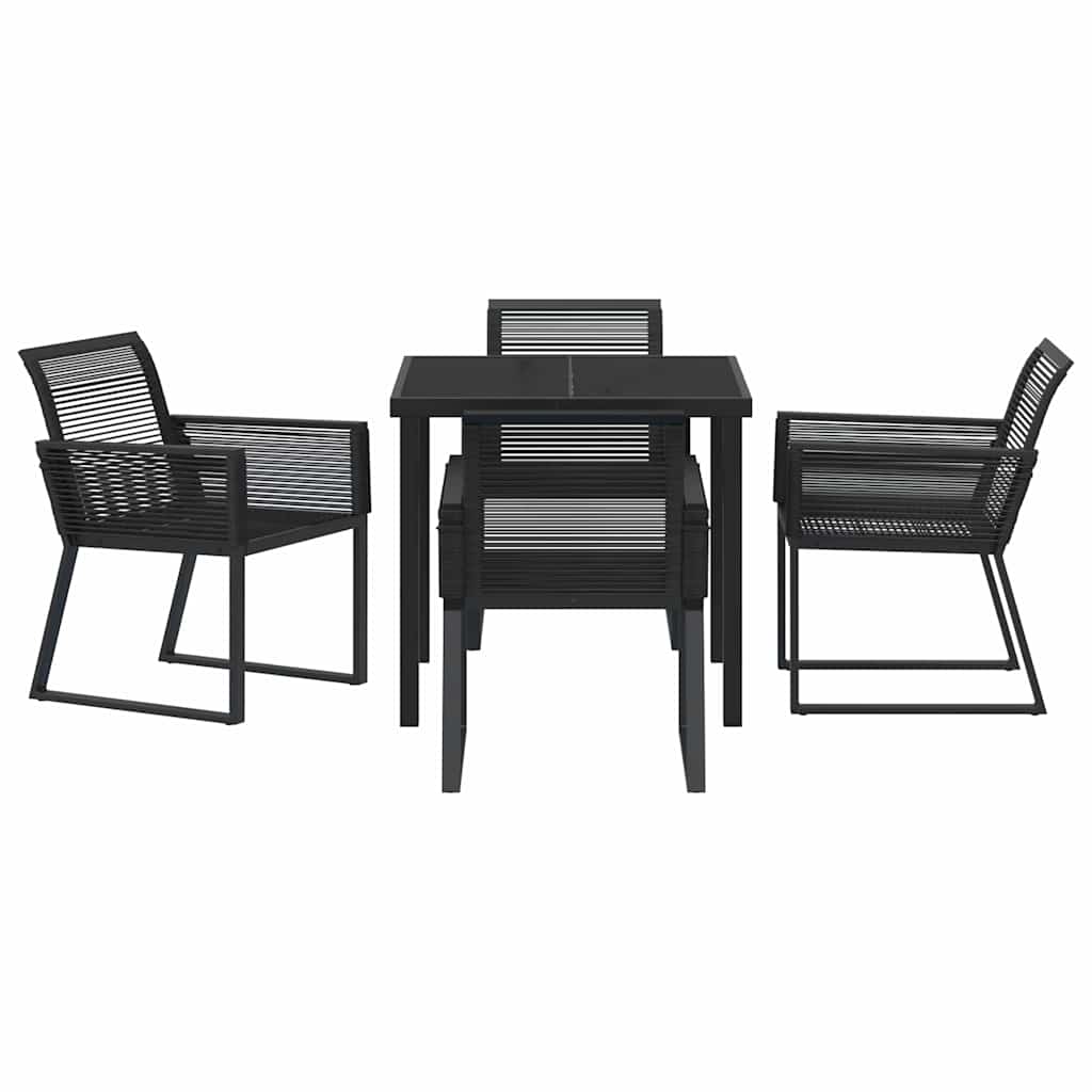 Garden Dining Set 5 pcs Black Powder-Coated Steel