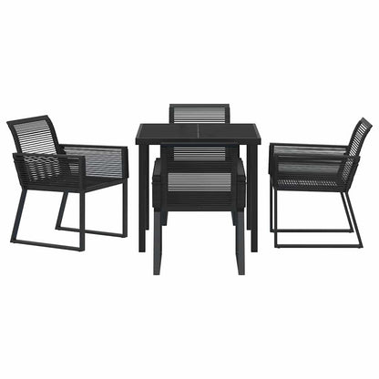 Garden Dining Set 5 pcs Black Powder-Coated Steel