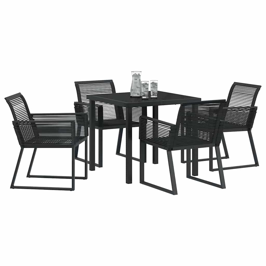 Garden Dining Set 5 pcs Black Powder-Coated Steel