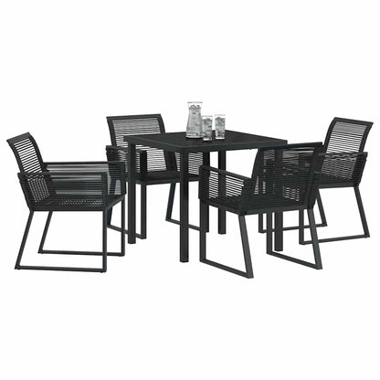 Garden Dining Set 5 pcs Black Powder-Coated Steel